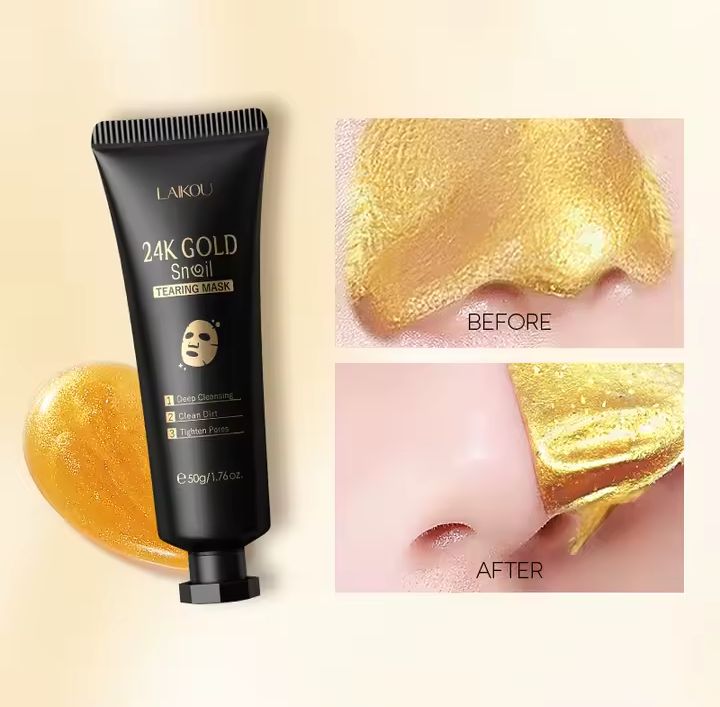 LAIKOU 24K Gold Snail Tearing Mask – Deep Cleansing & Pore Refining Peel-Off Mask
