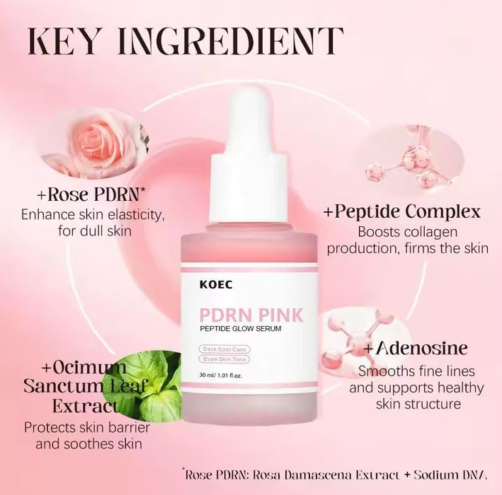 30ml Salmon PDRN Pink Peptide Glow Facial Serum – Dark Spot Care, Even Skin Tone, Elasticity Boost, Smoothing & Firming with Adenosine