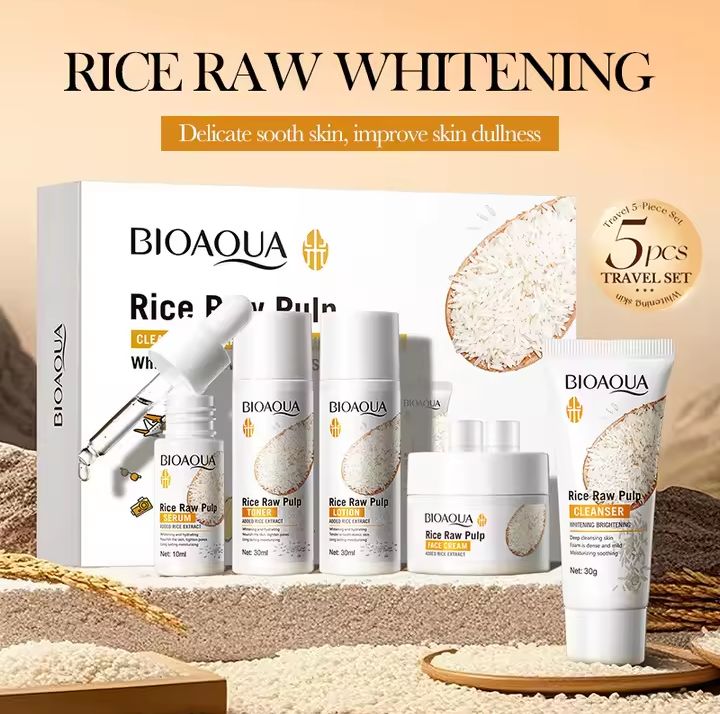 BIOAQUA Rice Raw Pulp 5-Piece Brightening & Hydrating Skincare Set