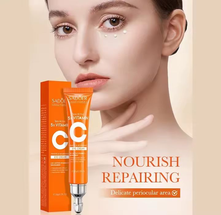 SADOER Vitamin C Eye Cream – Anti Dark Circles, Eye Bags Remover, Moisturizing, Brightening & Firming Under Eye Treatment