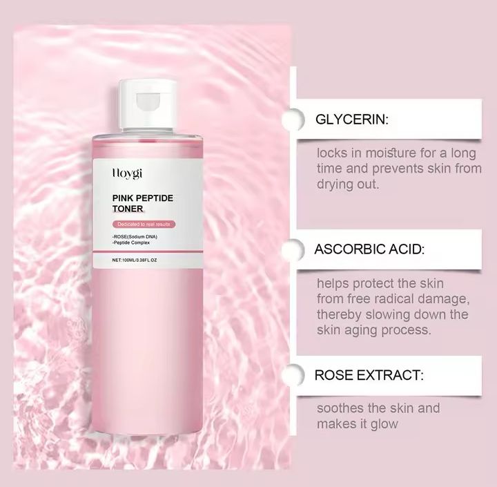Hoygi Pink Peptide Toner – Hydrating & Firming Rose Essence (100ml)