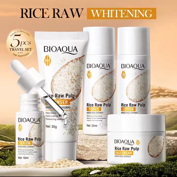 BIOAQUA Rice Raw Pulp 5-Piece Brightening & Hydrating Skincare Set